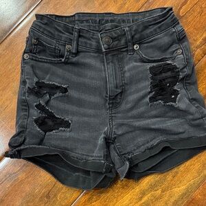 American Eagle Black Distressed Denim Shorts 00